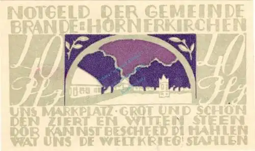 Brande , Notgeld 40 Pfennig Schein unc-kfr. M-G 152.2 , Schleswig Holstein o.D. Seriennotgeld