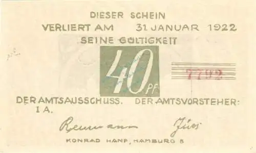 Brande , Notgeld 40 Pfennig Schein unc-kfr. M-G 152.2 , Schleswig Holstein o.D. Seriennotgeld