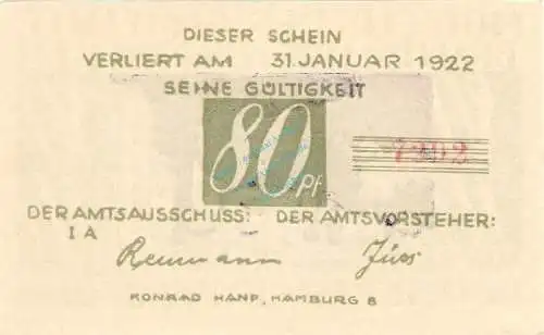 Brande , Notgeld 80 Pfennig Schein unc-kfr. M-G 152.2 , Schleswig Holstein o.D. Seriennotgeld