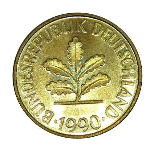 Kursmünze Bundesrepublik , 10 Pfennig Stück 1990 A , J.383 -0599