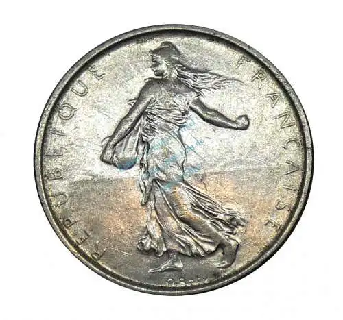 Kursmünze Frankreich , 5 Francs 1962 -Semeuse- , ss-vz , KM.926 -0149