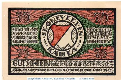 Notgeld Kahla , 75 Pfennig Schein Nr 2 gepunktet in kfr. Mehl Grabowski 667.1 , o.D. Thüringen Seriennotgeld