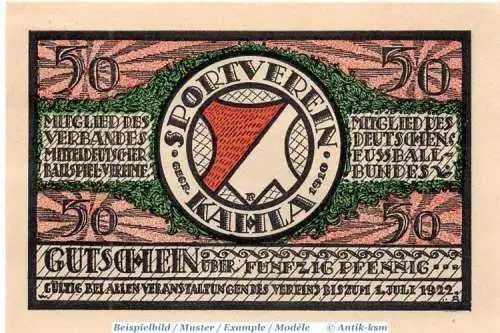 Notgeld Kahla , 50 Pfennig Schein Nr 4 gepunktet in kfr. Mehl Grabowski 667.1 , o.D. Thüringen Seriennotgeld