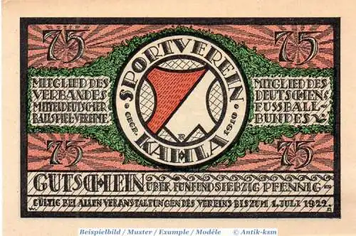 Notgeld Kahla , 75 Pfennig Schein Nr 3 gepunktet in kfr. Mehl Grabowski 667.1 , o.D. Thüringen Seriennotgeld