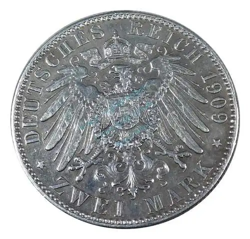 Silbermünze Sachsen , 2 Mark -500 Jahr Feier Universität Leipzig- von 1909 J.138 -0601