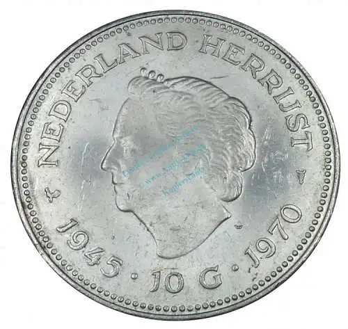 Niederlande , 10 Gulden 1970 -25 Jahre Sieg der Alliierten- KM.362 ss-vz -0166