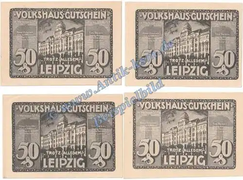 Leipzig , Notgeld Set mit 4 Scheinen -grau- in kfr. M-G 786.3 Seriennotgeld o.D. Sachsen