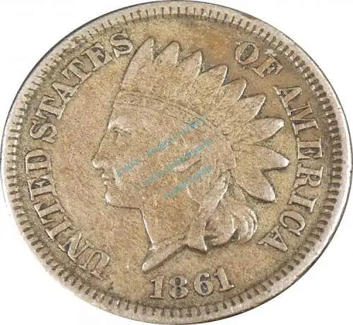 United States of America , 1 Cent Münze von 1861 -Shield above- KM.90 ss , -0175