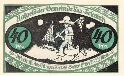 Raa-Besenbeck , Notgeld 40 Pfennig Schein unc-kfr. M-G 1092.1.a , Schleswig 1921 Seriennotgeld