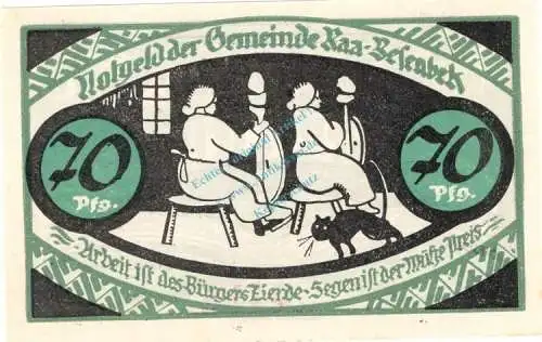 Raa-Besenbeck , Notgeld 70 Pfennig Schein unc-kfr. M-G 1092.1.a , Schleswig 1921 Seriennotgeld