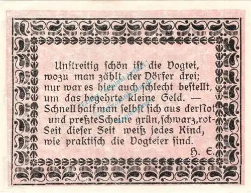 Oberdorla , Notgeld 1 halbe Mark Schein in unc-kfr. Ti.5225.05.80 , Thüringen o.D. Verkehrsausgabe