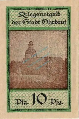 Ohrdruf , Notgeld 10 Pfennig -Michaeliskirche- unc-kfr. Ti.5350.05.75 , Thüringen 1918 Verkehrsausgabe