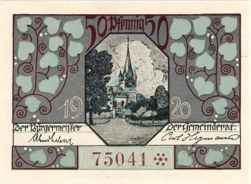 Oberlind , Notgeld 50 Pfennig Schein unc-kfr. Ti.5265.05.30 , Thüringen 1920 Verkehrsausgabe