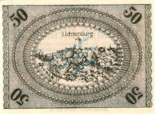 Ostheim , Notgeld 50 Pfennig -Lichtenburg- unc-kfr. Ti.5465.05.42 , Thüringen 1918 Verkehrsausgabe