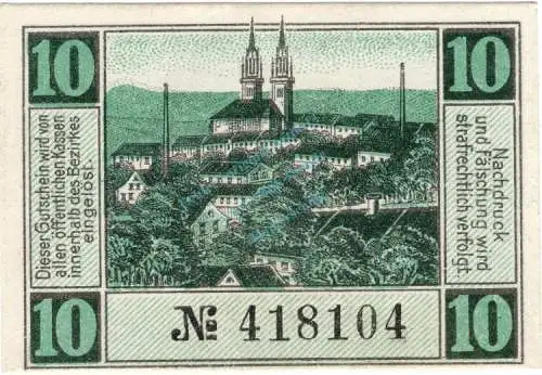 Oelsnitz , Notgeld 10 Pfennig Schein unc-kfr. Ti.5325.05.15 , Sachsen 1918 Verkehrsausgabe