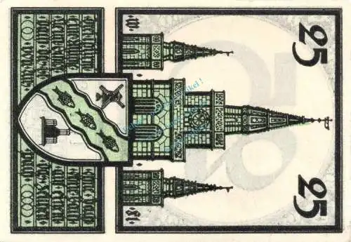 Ansbach , Notgeld 25 Pfennig Schein unc-kfr. Ti.0160.15.30 , Bayern 1920 Verkehrsausgabe