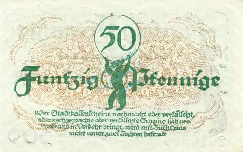 Berlin , Notgeld 50 Pfennig -o.Bst.- unc-kfr. Ti.0460.245.01 , Brandenburg 1918 Verkehrsausgabe