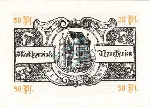 Thannhausen , Notgeld 50 Pfennig Schein unc-kfr. Ti.7335.05.12 Bayern o.D. Verkehrsausgabe