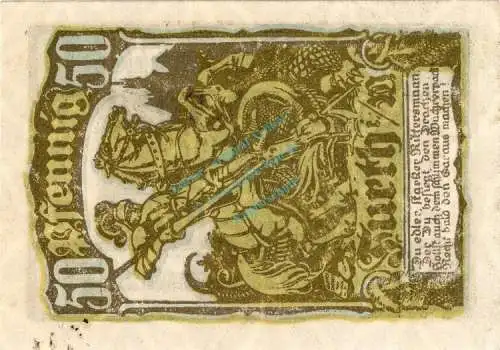 Fürth i.W. Notgeld 50 Pfennig Schein unc-kfr. Ti.2095.05.11 , Bayern 1920 Verkehrsausgabe