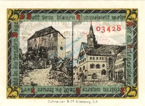 Orlamünde , Notgeld 25 Pfennig Schein unc-kfr. Ti.5415.05.07 , Thüringen 1920 Verkehrsausgabe