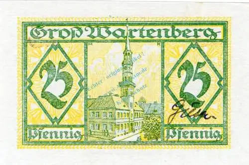 Gross Wartenberg , Notgeld 25 Pfennig Schein unc-kfr. Ti.2615.10.01 Schlesien 1920 Verkehrsausgabe