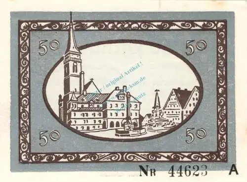 Schwabach , Notgeld 50 Pfennig Schein unc-kfr. Ti.6715.10.75 , Bayern 1918 Verkehrsausgabe