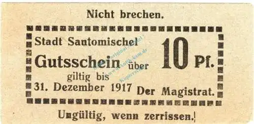 Santomischel , Notgeld 10 Pf. -Gutsschein- unc-kfr. Ti.6425.05.41 , Posen o.D. Verkehrsausgabe