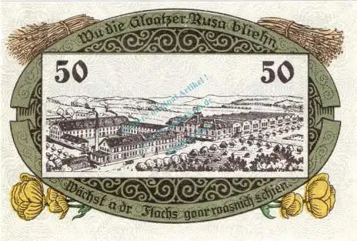 Reinerz , Notgeld 50 Pfennig Schein unc-kfr. Ti.6005.05.32 , Schlesien 1921 Verkehrsausgabe