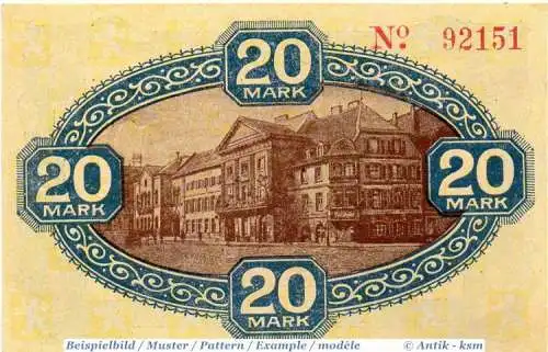 Zweibrücken , 20 Mark Schein in unc-kfr. Geiger 582.02... Pfalz 1918 Großnotgeld