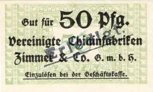 Frankfurt , Notgeld 50 Pfennig Schein in unc-kfr.E Tieste 1930.25.01 , Hessen o.D. Verkehrsausgabe