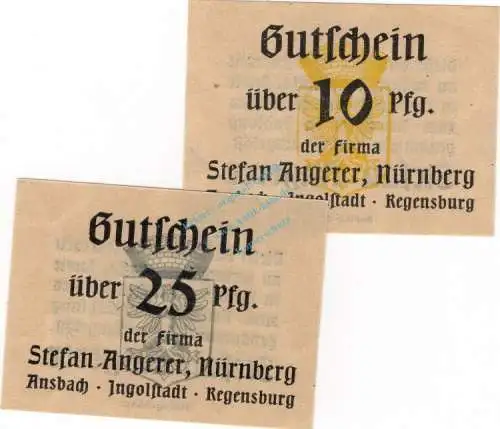 Nürnberg , Notgeld Set mit 2 Scheinen unc-kfr. Ti.5190.005.01-02 , Bayern o.D. Verkehrsausgabe