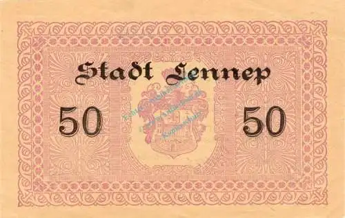 Lennep , Banknote 50 Mark Schein f-kfr. Geiger 315.09.b , Rheinland 1918 Grossnotgeld