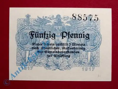 Notgeld Buttstädt , Einzelschein über 50 Pfennig , Tieste 1050.01 , Sachsen Verkehrsausgabe