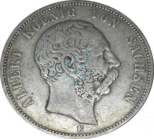 5 Mark Münze 1875 E -Albert König von Sachsen 1873 bis 1902- , s-ss , J.122 -0636