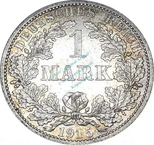 1 Mark Münze 1915 A -deutsches Kaiserreich gr. Adler- ss-vz , J.17 -0655