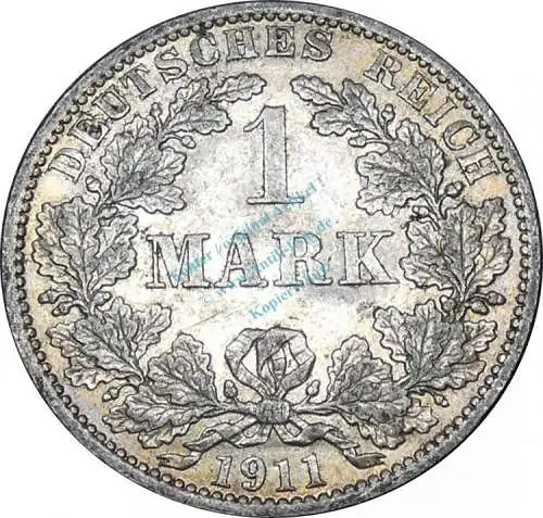 1 Mark Münze 1911 A -deutsches Kaiserreich gr. Adler- ss-vz , J.17 -0656