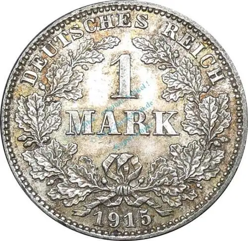 1 Mark Münze 1915 J -deutsches Kaiserreich gr. Adler- ss-vz , J.17 -0658