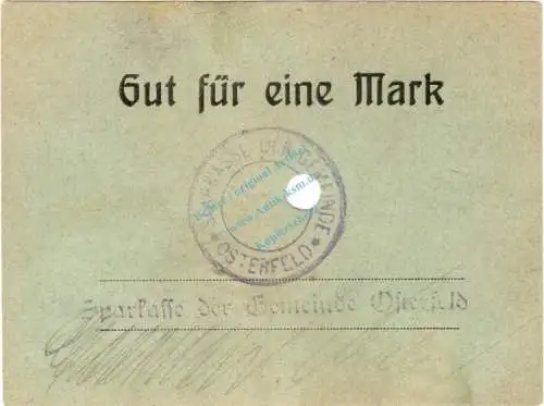 Osterfeld , Notgeld 1 Mark Schein L-gbr. Diessner 279.2 , Westfalen o.D. Notgeld 1914-15