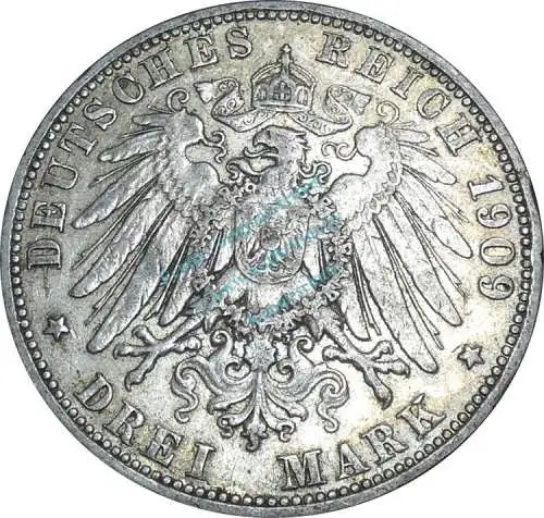 3 Mark Münze 1909 J -freie und Hansestadt Hamburg- ss-vz , J.64 -0642