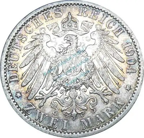 2 Mark Münze 1904 A -Kaiser Wilhelm II König von Preussen- , ss , J.102 -0649