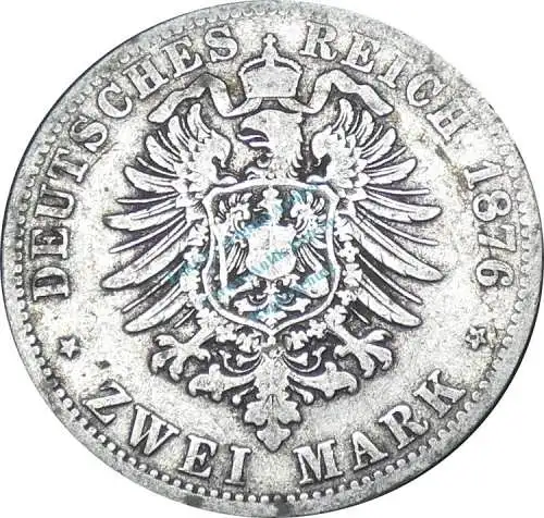 2 Mark Münze 1876 J -Freie und Hansestadt Hamburg- , s , J.61 -0651