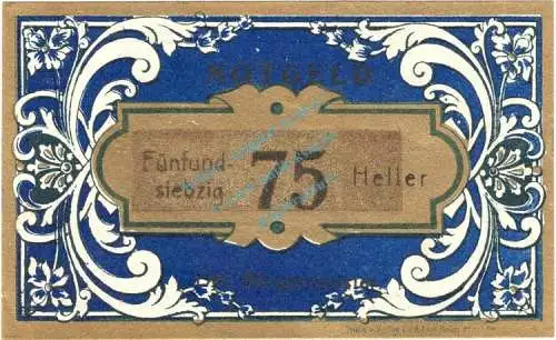 St.Aegidi , Notgeld 75 Heller -Gold und Blau- in kfr. K-K S875.VII , Notgeld o.D. Ober Österreich