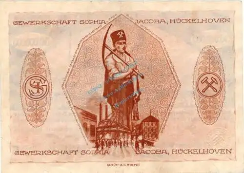 Hückelhoven , Banknote 50 Millionen Mark Schein L-gbr. Keller 2456.b Rheinland 1923 Inflation