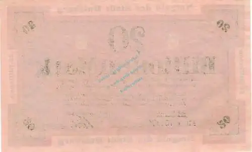 Duisburg , Banknote 20 Billionen Mark Schein unc-kfr. Keller 1179.r , Rheinland 1923 Inflation