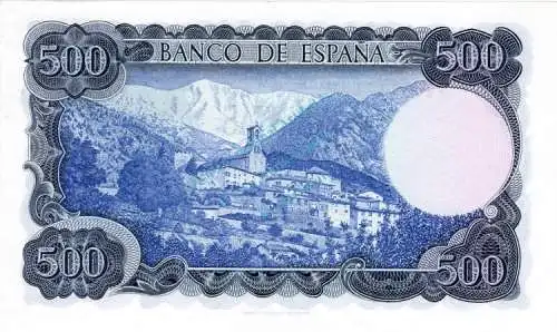 Banknote Spanien , 500 Pesetas Schein 1971 -Jacinto Verdaguer- unc-kfr WPM.153