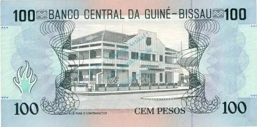 Banknote Guinea-Bissau , 100 Pesos Schein 1990 -D. Ramos- unc-kfr WPM.11