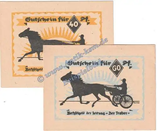 Hamburg , Notgeld -Traber- Set mit 2 Scheinen in kfr. M-G 524.1.c , Hamburg 1921 Seriennotgeld