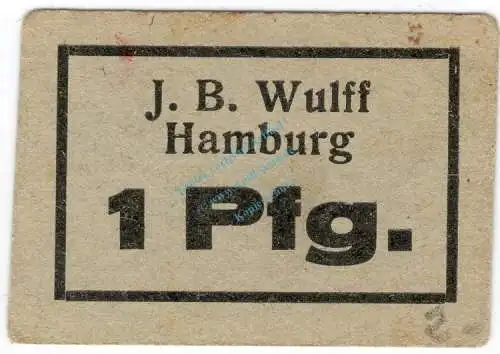 Hamburg , Notgeld 1 Pfennig Schein unc-kfr. Ti.2765.525.05 , Hamburg o.D. Verkehrsausgabe
