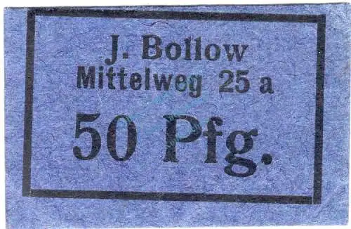 Hamburg , Notgeld 50 Pfennig Schein unc-kfr. Ti.2765.075.03 , Hamburg o.D. Verkehrsausgabe