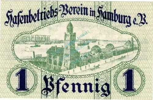 Hamburg , Notgeld 1 Pfennig Schein unc-kfr. Ti.2765.145.01 , Hamburg 1919 Verkehrsausgabe